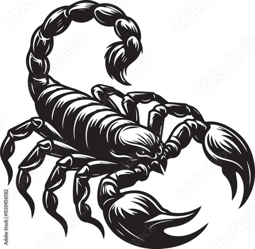 Black and White Scorpion Vector Illustration – Aggressive Insect Tattoo Design	
