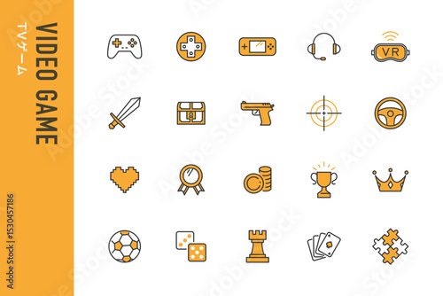 シンプルなビデオゲームの線画アイコン