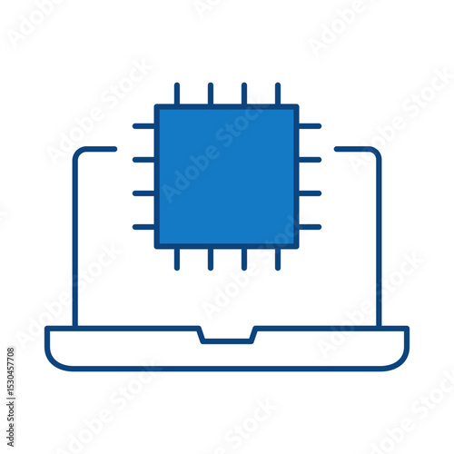 Laptop Blue Line Editable Stroke Icon. PC, Computer Functions, Settings, Technology, Security, Shopping, Wallet, Marketing, Promotion, Communication Collection Vector Illustration.