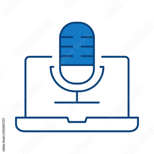 Laptop Blue Line Editable Stroke Icon. PC, Computer Functions, Settings, Technology, Security, Shopping, Wallet, Marketing, Promotion, Communication Collection Vector Illustration.