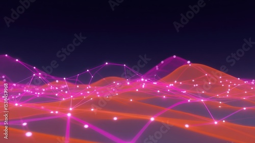 A network visualization with nodes representing property owners and solar installers interconnected by glowing lines representing the datadriven decisions and connections facilitated photo