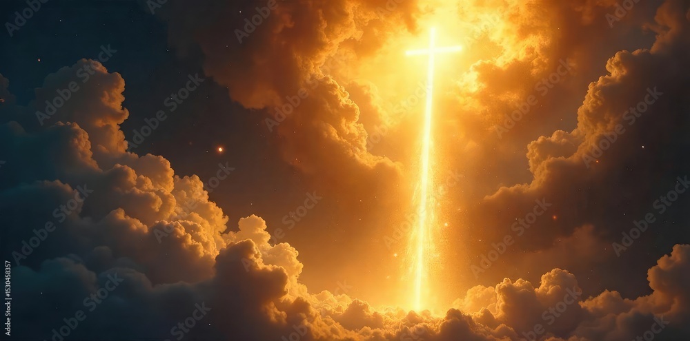 Obraz premium A dramatic depiction of divine light descending upon a staff, symbolizing a powerful blessing bestowed from above , covenant, revelation