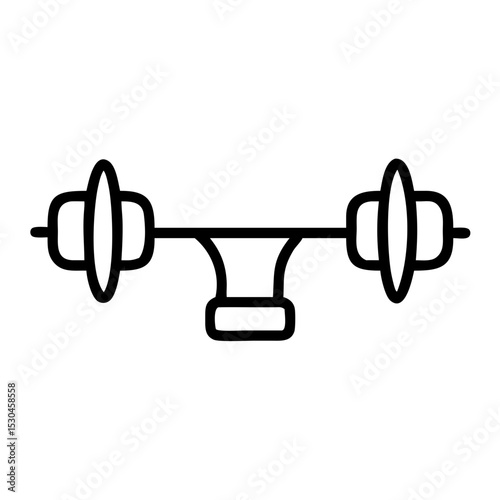 Barbell icon in black outline style for fitness and gym workouts