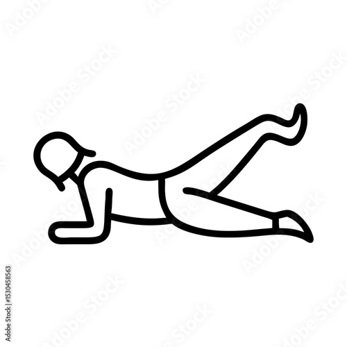Woman exercising on floor icon in black outline for fitness