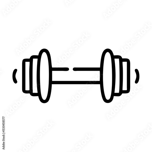 Dumbbell icon in bold black outline for fitness and strength training