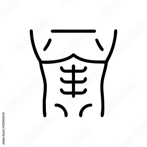 Male torso with abs icon in bold black outline style