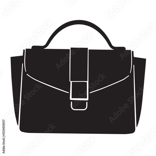 Simple black silhouette of a classic handbag