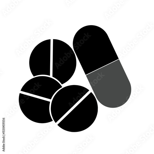 medicine icon. vector icon of medicine tablet on white background