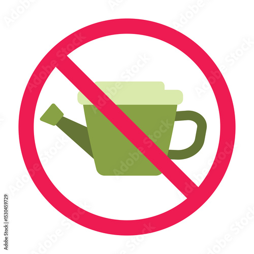 Watering can prohibited sign vector illustration, watering can forbidden sign, no watering can sign vector, don't water the plants