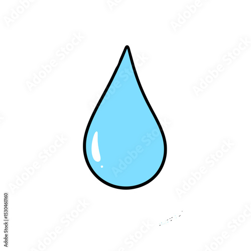 Single blue water drop illustration isolated on white background