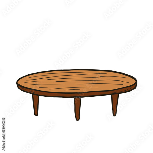 Oval wooden coffee table isolated on white background