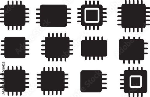 Computer Chip Vector | Microprocessor Technology Illustration EPS