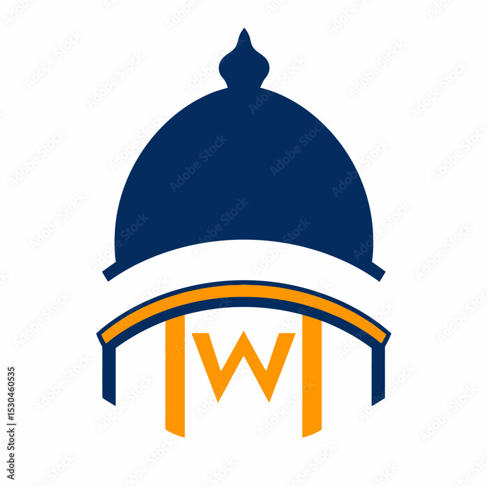 Naklejka premium Abstract capitol dome logo with w initial isolated on white background