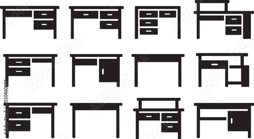 Desk Vector | Office Furniture Illustration EPS