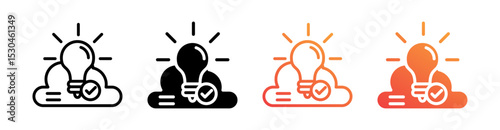 Solution Multiple Style Icon Set Vector 
