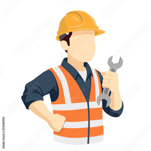 Construction Workers Male Character, Donned In Safety Gear, Holding Tools, Ready To Tackle Working Tasks With Determination And Teamwork. Cartoon People Vector Illustration.