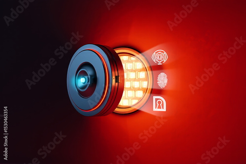 Modern security system digital door lock with biometric authentication and secure technology