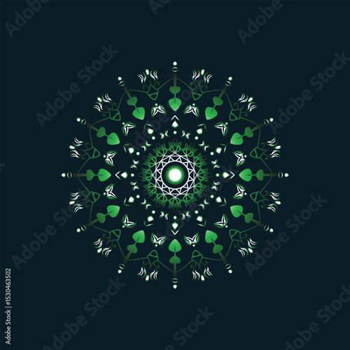 Luxury green and silver mandala design for luxury background.