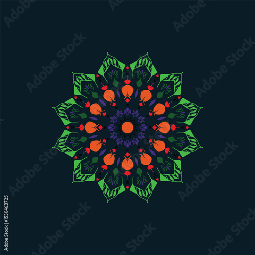 Modern colorful mandala design for henna art, tattoo
