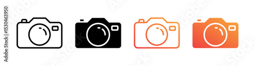 Camera Multiple Style Icon Set Vector 