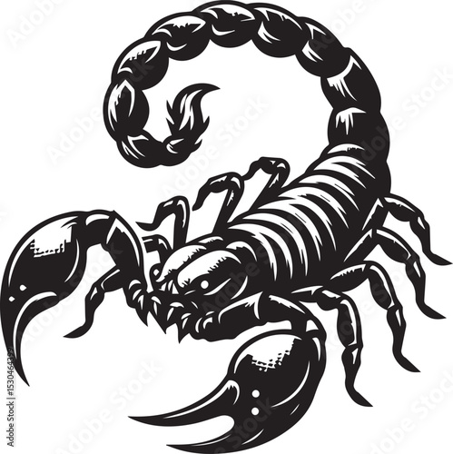Black and White Scorpion Vector Illustration – Aggressive Insect Tattoo Design	
