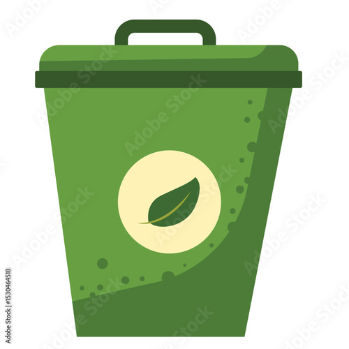 Green Recycling Bin with Eco Symbol