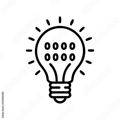 Illuminating the mind with a creative idea. This image features a lightbulb with radiating lines and the binary code of '0' and '1' to symbolize innovation and technology.