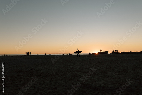 Sunset silhouette on the beach