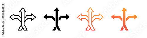 Direction Multiple Style Icon Set Vector 