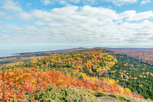 Fall foliage over Mt. Baldy looking toward Copper Harbor, Michigan