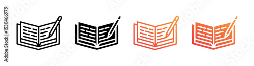 Homework Multiple Style Icon Set Vector 