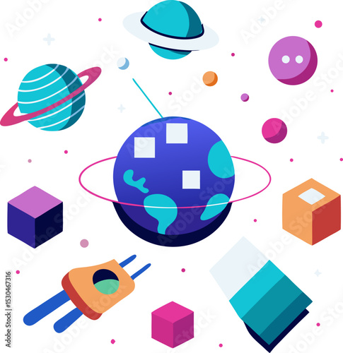 A virtual reality world with digital elements
