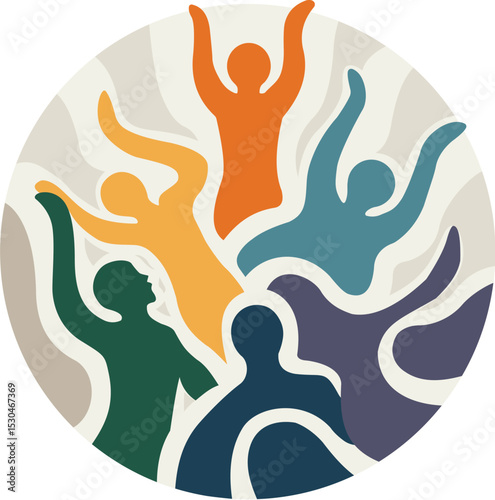 Abstract Unity Circle with Diverse People Figures

