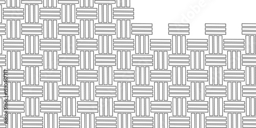 Weave Pattern Showing Repetition Useful as Background. Minimal line Seamless geometric pattern with shapes. Decoration and maze ornament square wall tile. colorful rattan weave texture background.