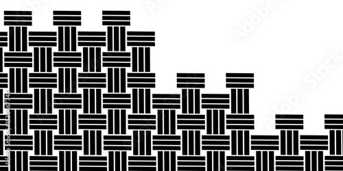 Weave Pattern Showing Repetition Useful as Background. Minimal line Seamless geometric pattern with shapes. Decoration and maze ornament square wall tile. colorful rattan weave texture background.