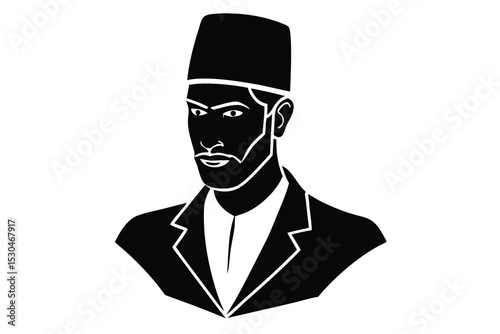 Groom portrait wearing traditional kufi cap