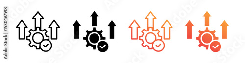 Improvement Multiple Style Icon Set Vector 