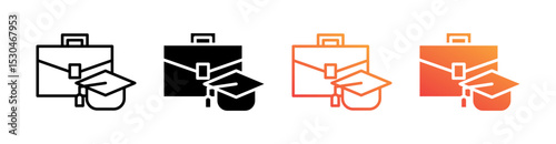 Apprentice Multiple Style Icon Set Vector 