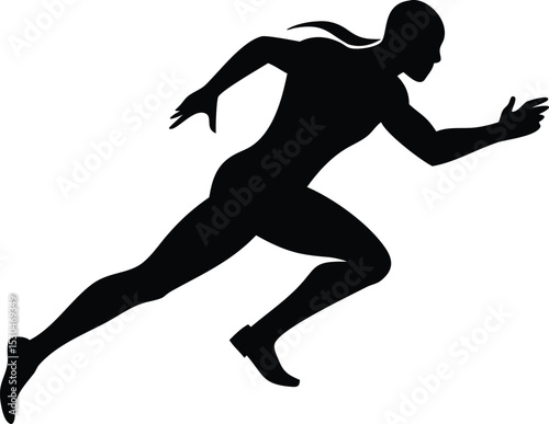 Runner Silhouette: A dynamic silhouette of a runner in full stride, capturing the energy and determination of athletic competition.