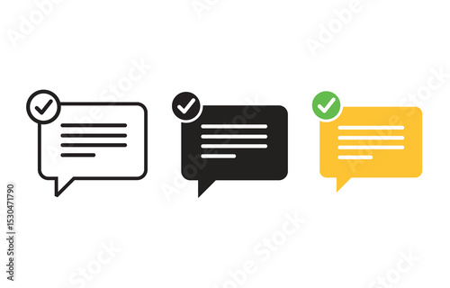 Message confirmed with check mark icon in different styles