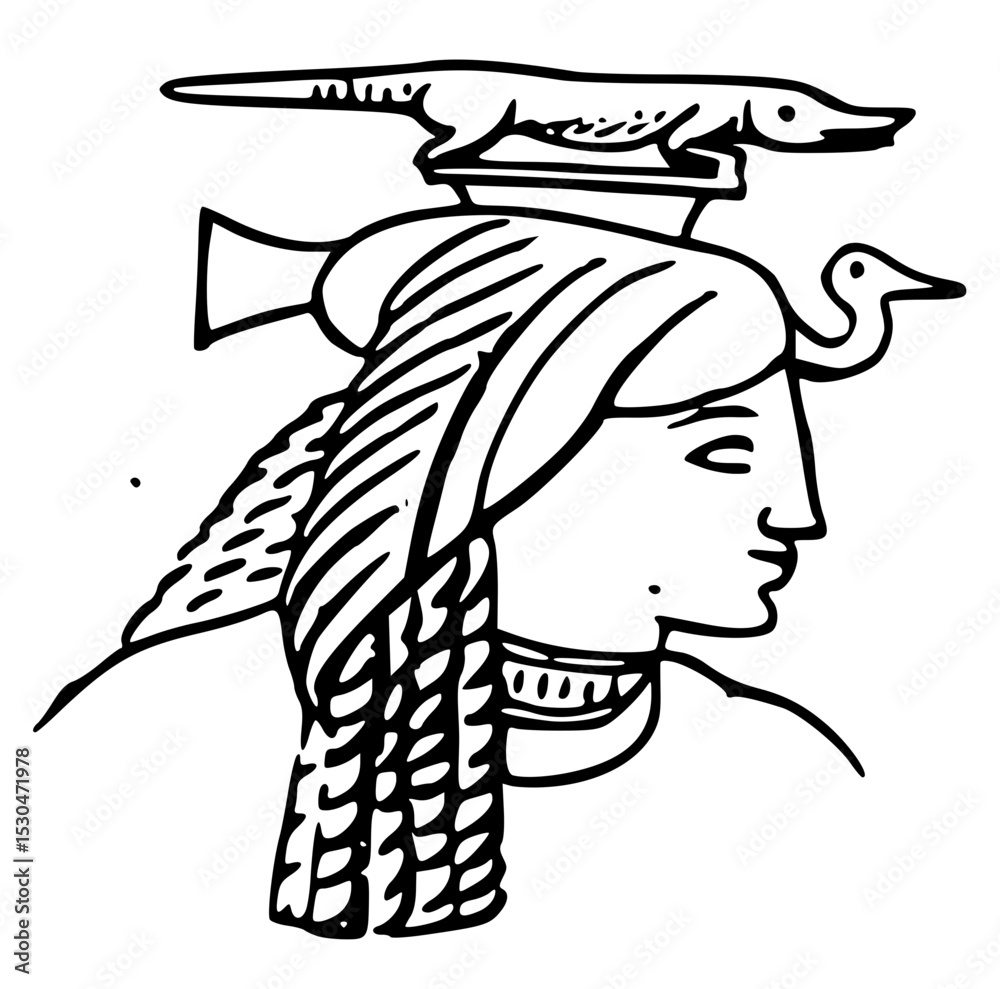 Naklejka premium Line Drawing Of Ancient Egypt Hieroglyph