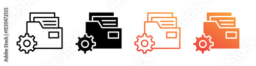 File Management Multiple Style Icon Set Vector 