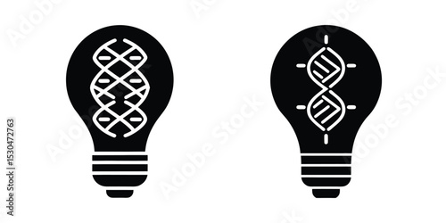 Light Bulb Filled With DNA Base Pair Icons Symbolizing Genetic Innovation Isolated on White Background