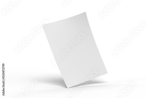 3D realistic blank A4 format paper flyer mockup isolated. Sheet design template for presentation poster, newspaper, flyer, brochure, cover, magazine, card, paper note, postcard, letter or invitation