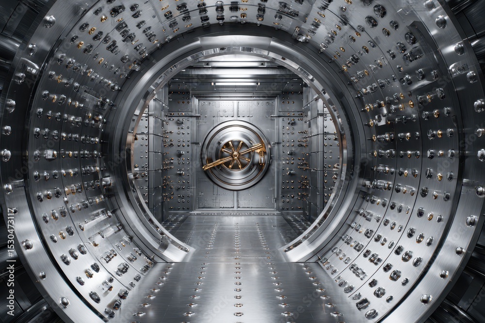Obraz premium Massive vault interior, metallic