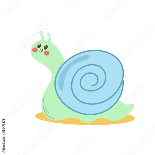 Smiling snail character with large expressive eyes and curly shell.
 Great for kids’ projects, storybooks, and fun learning visuals.