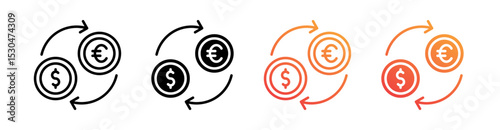Exchange Multiple Style Icon Set Vector 