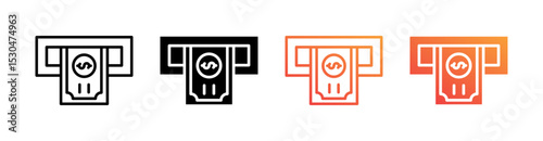 Withdrawal Multiple Style Icon Set Vector 