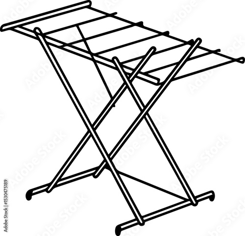 Drying rack outline vector illustration, line art