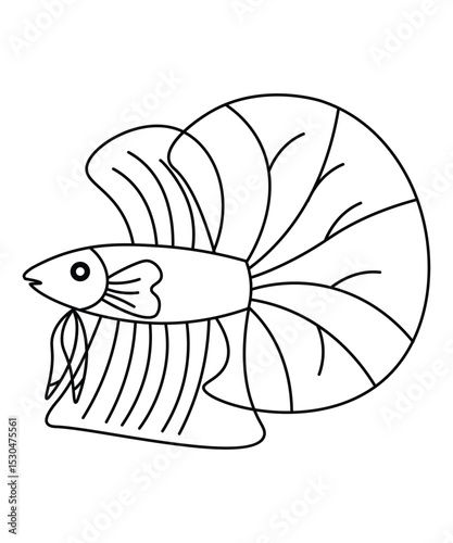 Simple Betta Fish Line Art